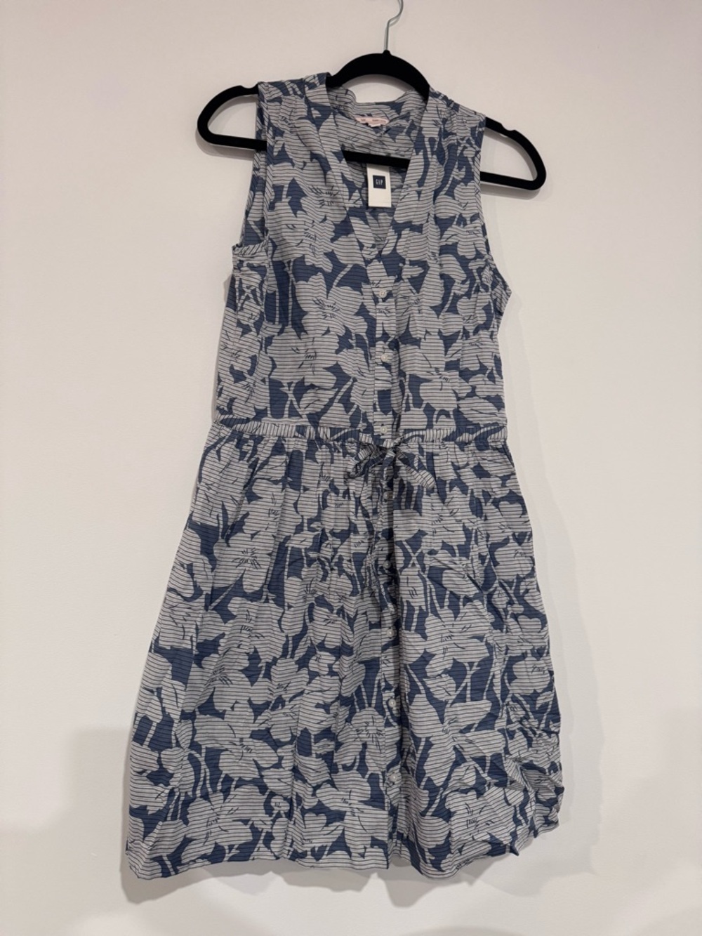 Gap floral drawstring waist sleeveless dress - size 10 NWT